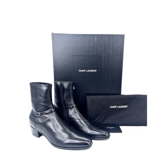 NIB Saint Laurent Vlad 45 Zip Ankle Boots EU 42 US 9 Black Leather $1,290 main image 16